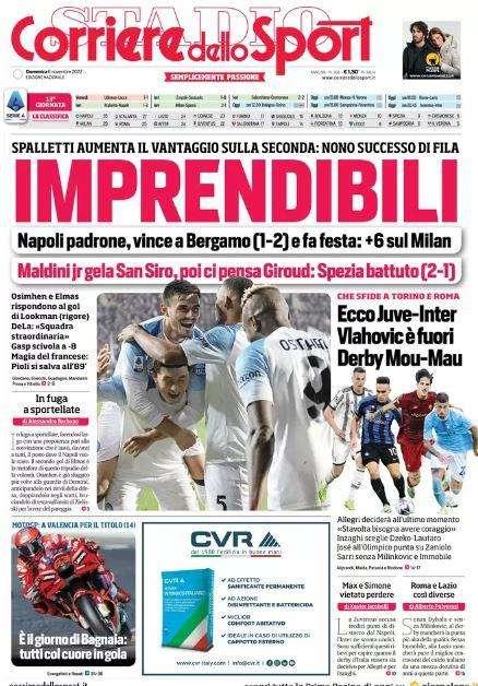 PRIMA PAGINA - Corriere dello Sport apre col Napoli: "Imprendibili"