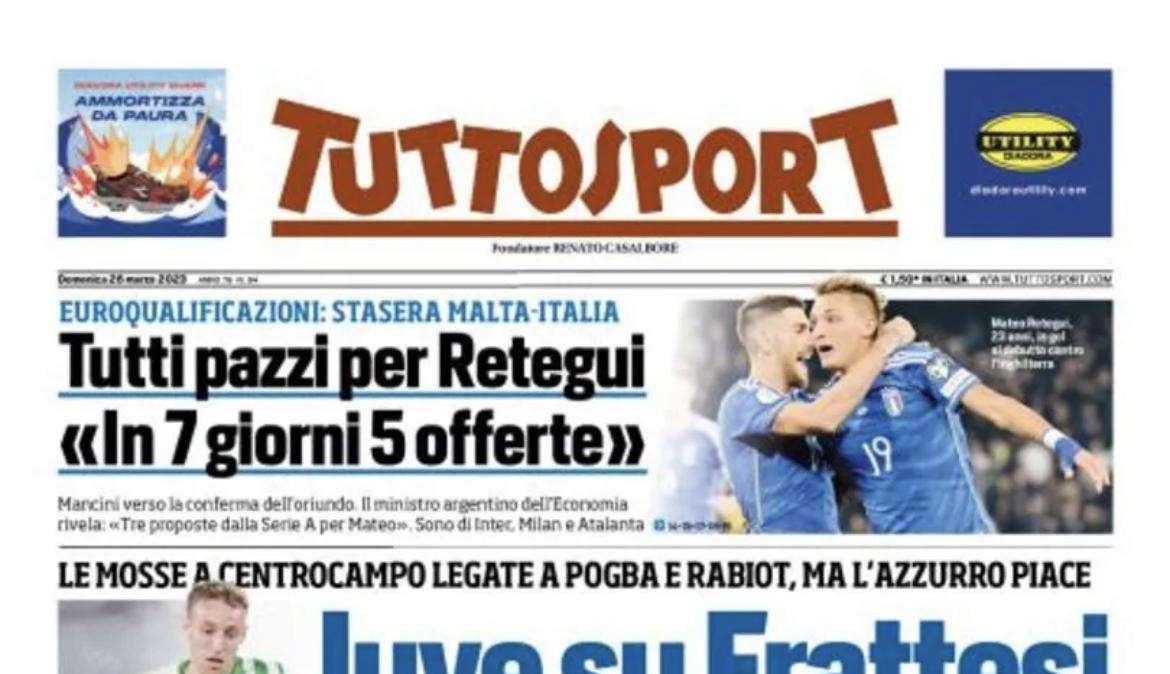 PRIMA PAGINA - Tuttosport: “Juve su Frattesi. L’appuntamento”