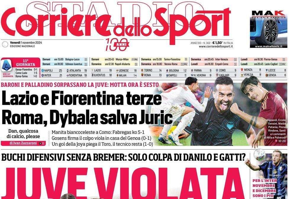 Cds: "Juve violata. Napoli, il muro di Conte"