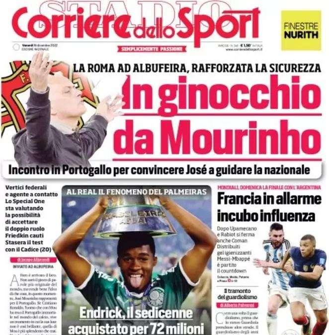 PRIMA PAGINA - Corriere dello Sport: "In ginocchio da Mourinho"