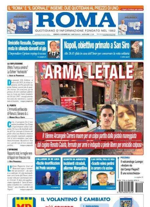 Il Roma: "Napoli, obiettivo primato a San Siro. Conte vuole conservare la vetta"