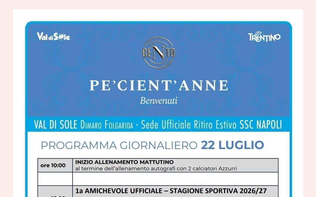 Dimaro 2026 day 6, oggi la prima amichevole: il programma