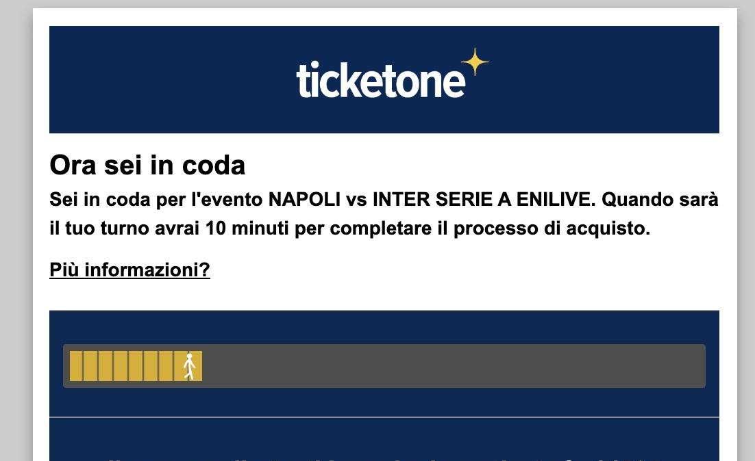 Biglietti Napoli-Inter, immensa coda virtuale con picchi di 20mila in attesa