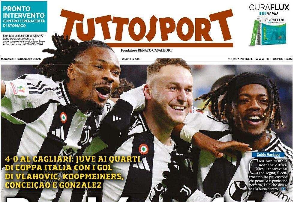 Tuttosport dopo il 4-0 della Juve: "Perché non fate sempre così?"