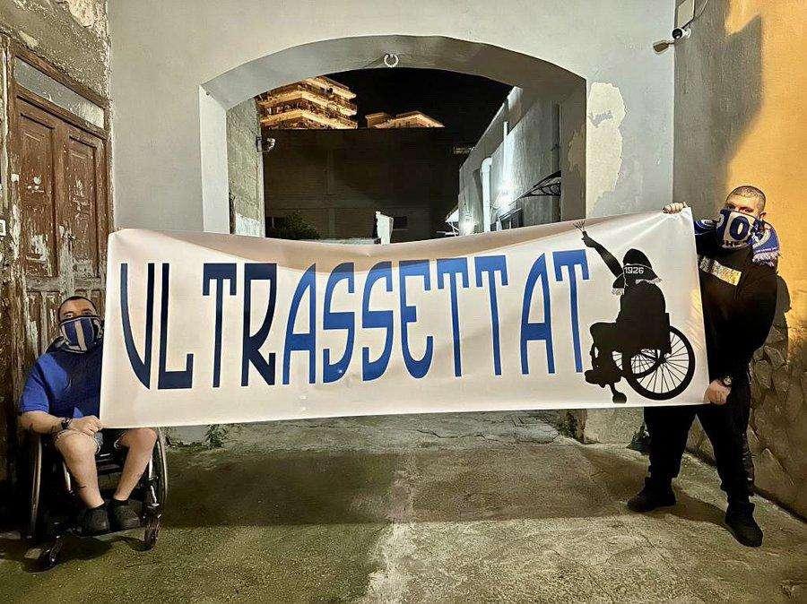 FOTO - "Ultrassettat", lo striscione dei tifosi disabili. Sarà esposto da Napoli-Inter