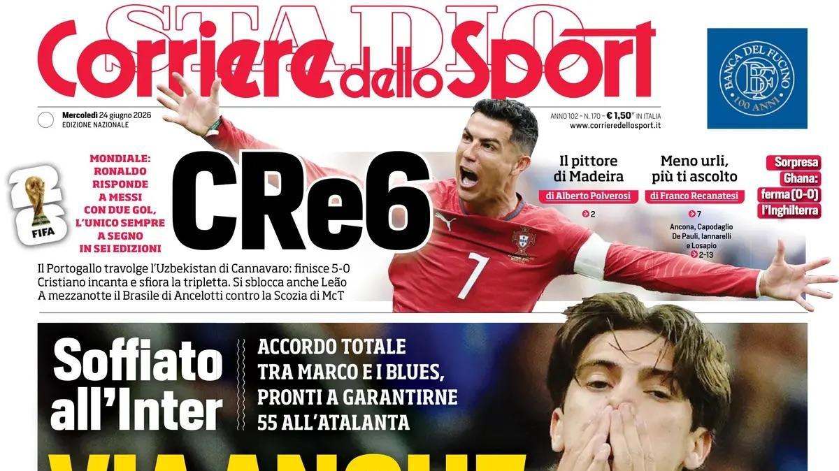 Inter beffata, Corriere dello Sport: "Via anche Palestra!"