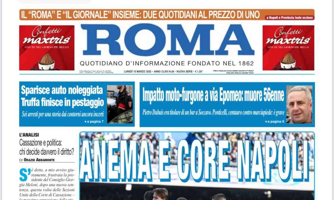 Il Roma: "Anema e core Napoli"