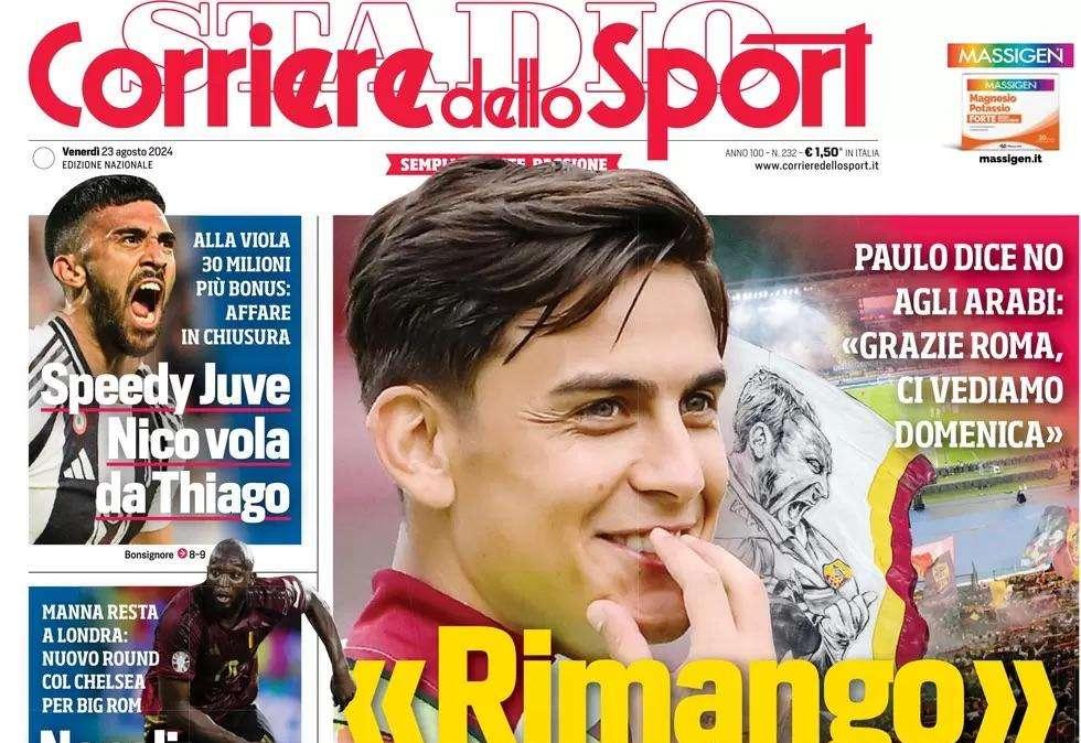 Cds: "Napoli, maratona Lukaku. Manna resta a Londra"