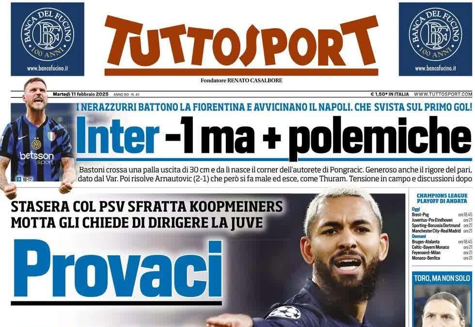 Tuttosport: "Inter -1 ma + polemiche"