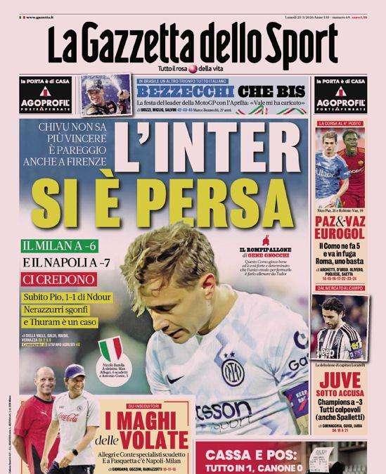 Altro stop per Chivu, Gazzetta dello Sport: "L'inter si è persa"