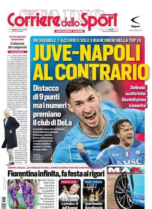 PRIMA PAGINA - Cds Campania: “Juve-Napoli al contrario”