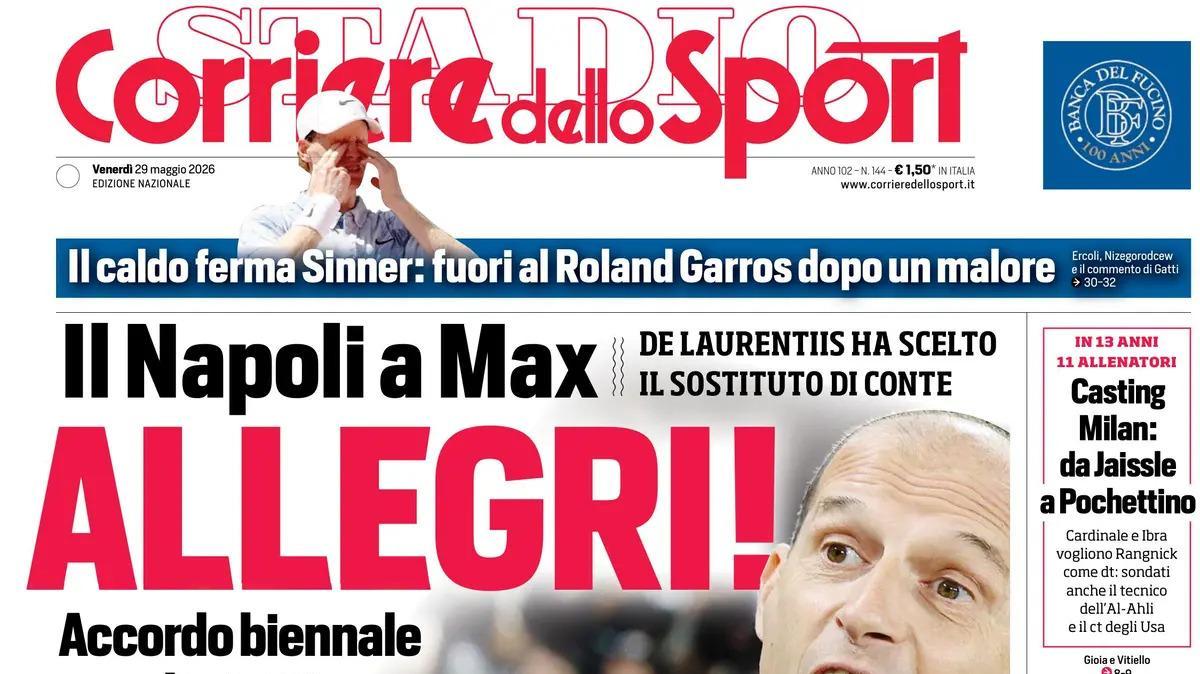 Nuovo allenatore, Corriere dello Sport: “Il Napoli a Max Allegri”