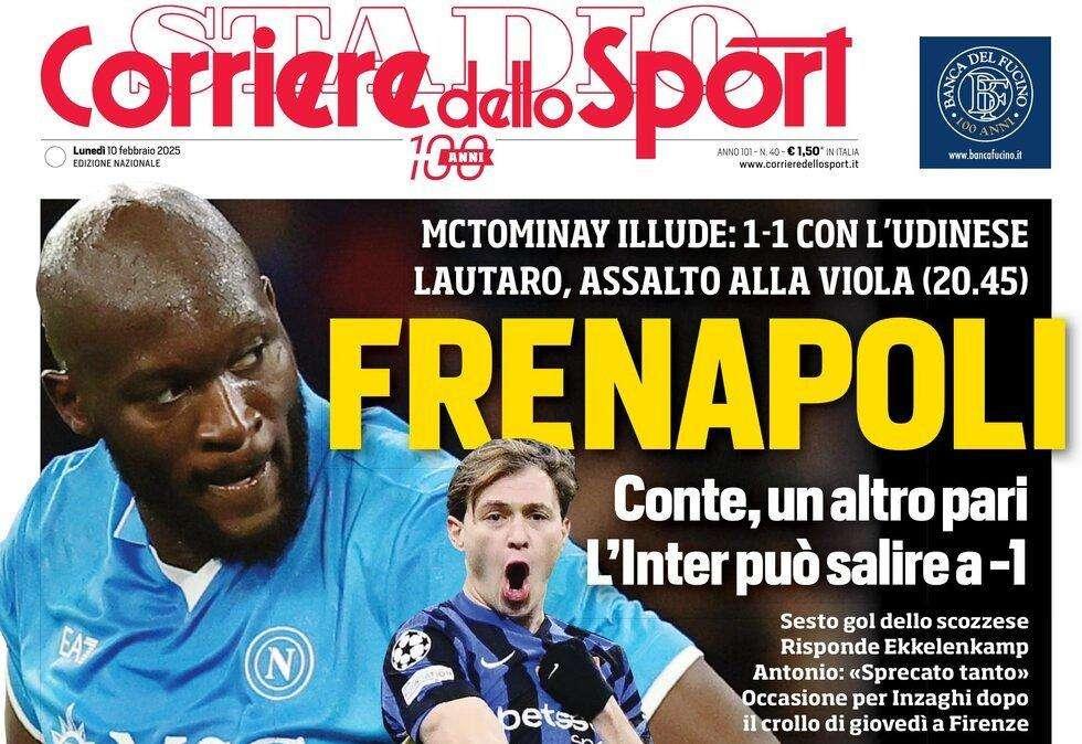 Corriere dello Sport: "FreNapoli. Conte, un altro pari. L'Inter può andare a -1"