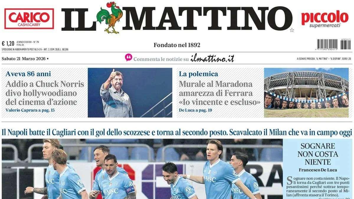 Il Napoli espugna Cagliari, Il Mattino: "Scott, basta la parola" 