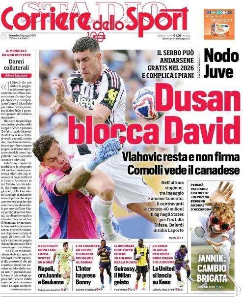 Corriere dello Sport e il mercato Juventus: "Vlahovic blocca David"