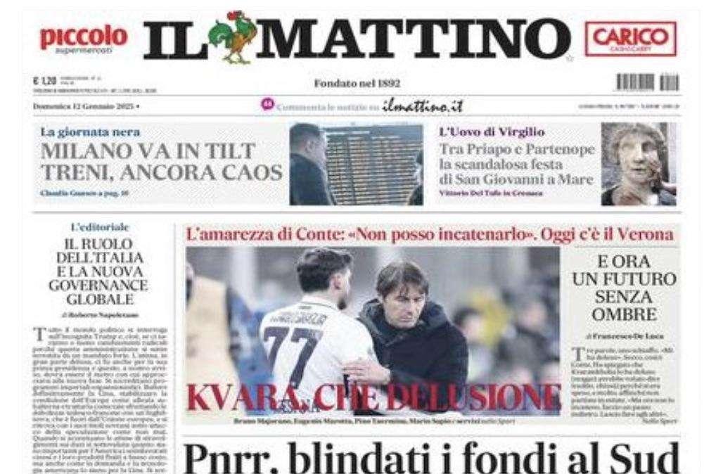 Il Mattino: "Kvara, che delusione"