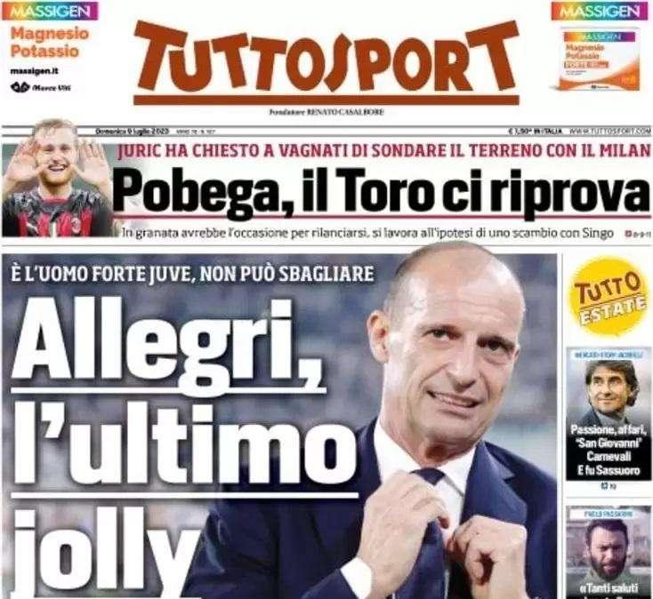 PRIMA PAGINA - Tuttosport: “Allegri, l'ultimo jolly"