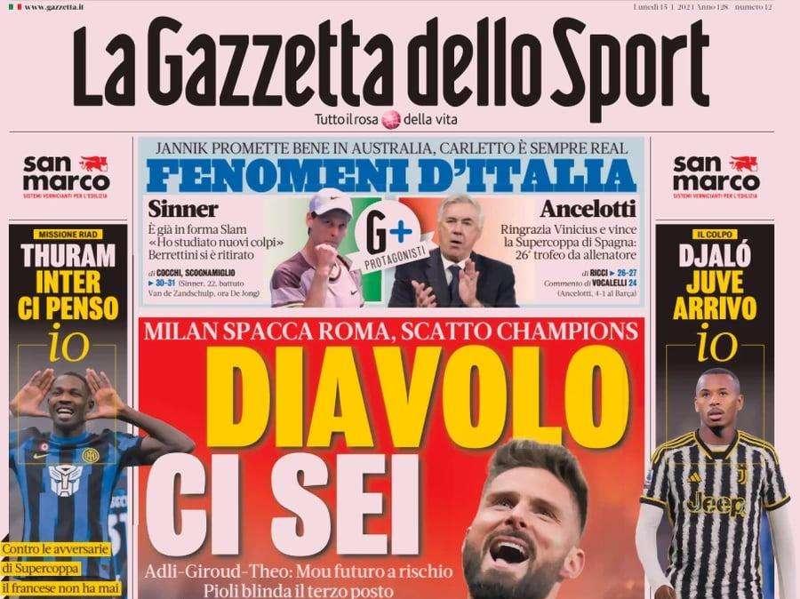 PRIMA PAGINA - Gazzetta dello Sport: "Diavolo ci sei"
