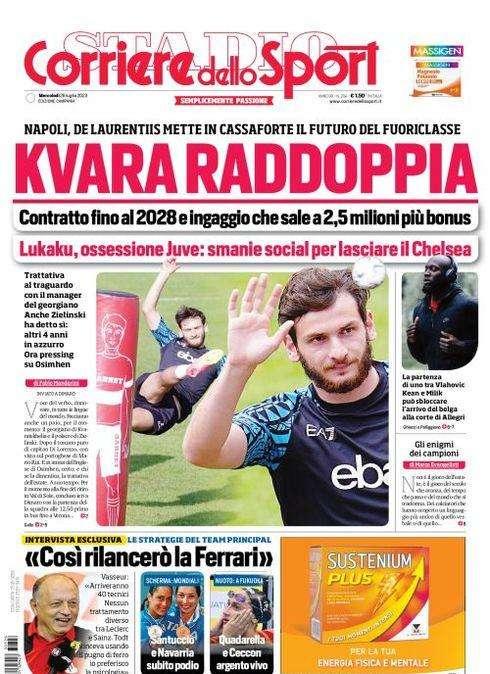 PRIMA PAGINA CdS Campania: "Kvara raddoppia"