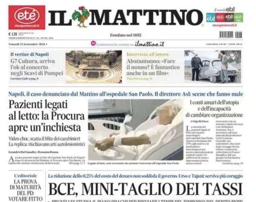 Il Mattino apre con le parole di ADL: "Il Napoli ultimo baluardo che resiste"