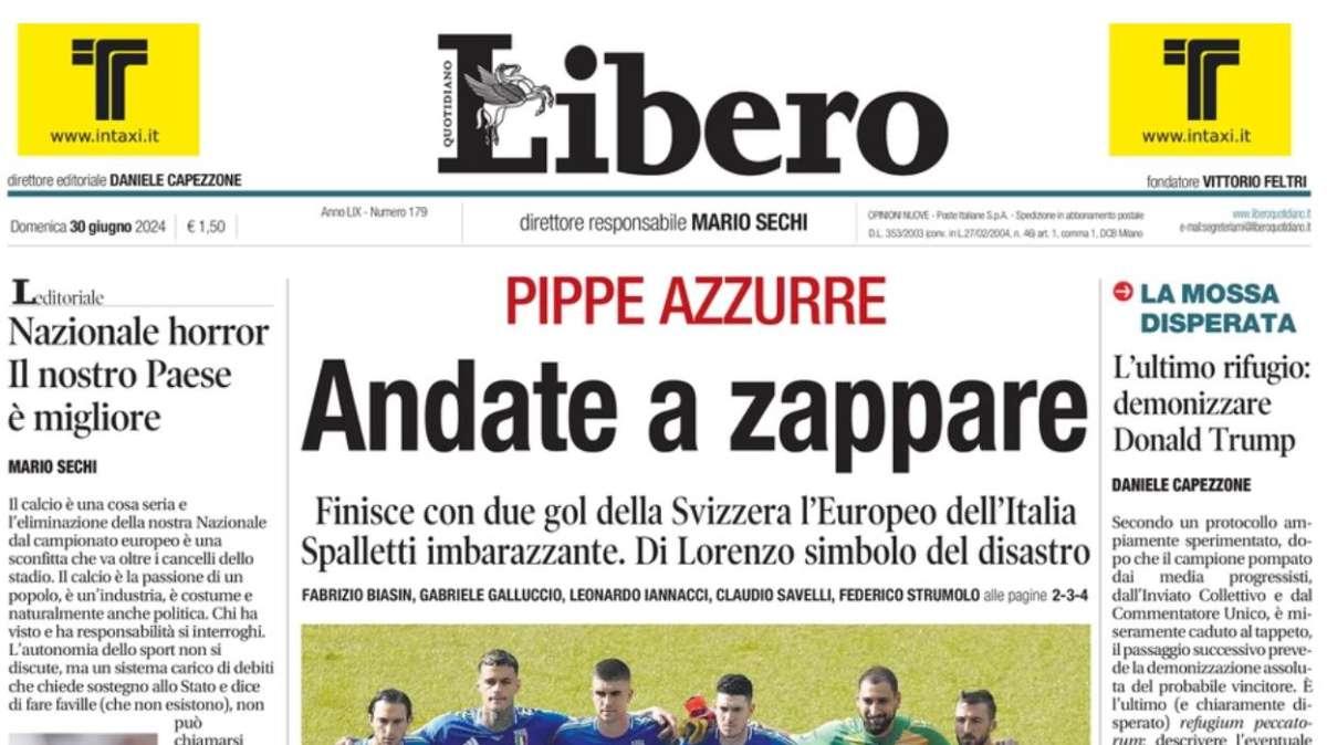 Libero: "Andate a zappare, pippe azzurre! Spalletti imbarazzante"
