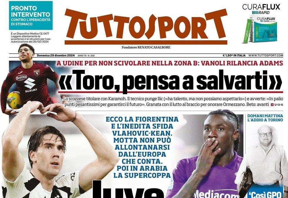 Tuttosport verso Juventus-Fiorentina: "Esame Champions"