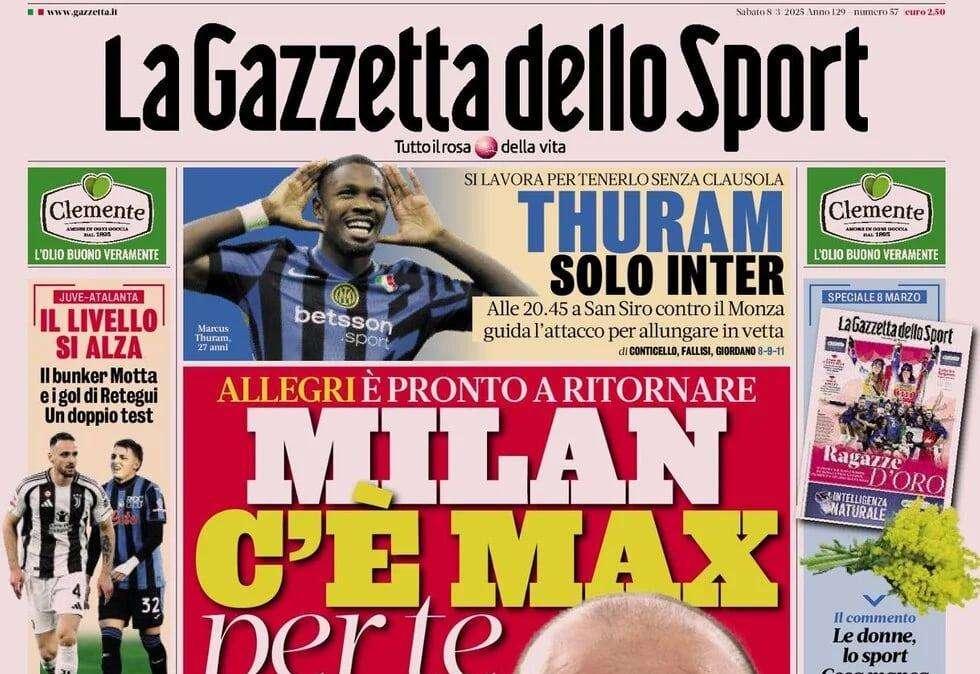 Gazzetta dello Sport: "Milan, c'è Max per te" 