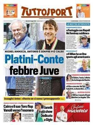 "Platini-Conte, febbre Juve": l'apertura in prima di Tuttosport