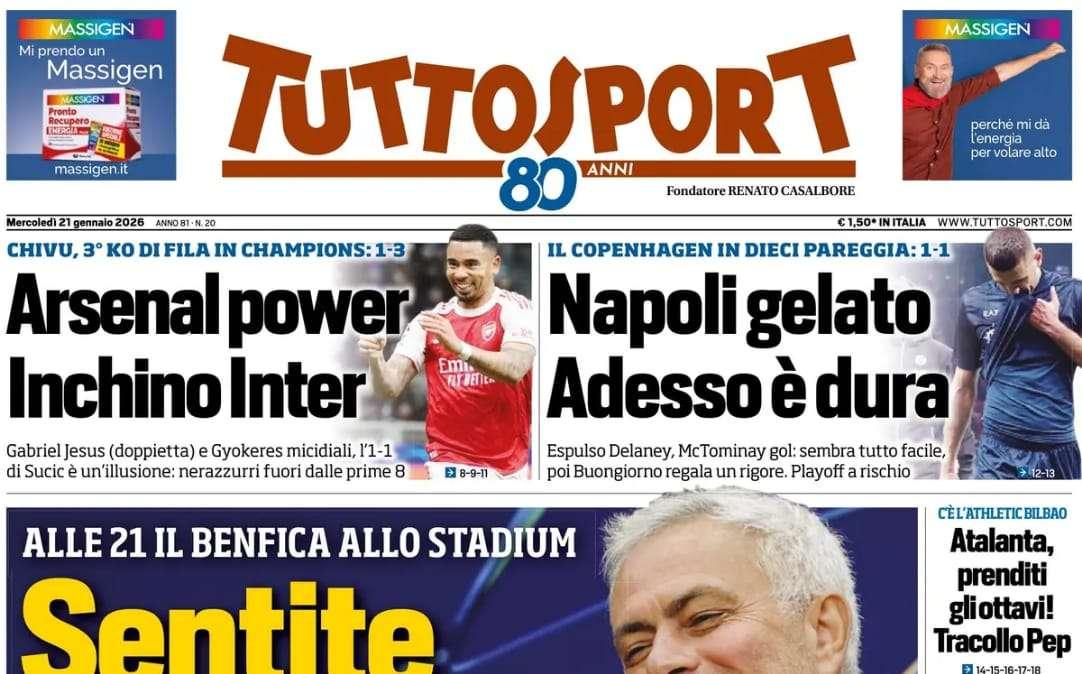 Tuttosport: "Napoli gelato. Adesso è dura"