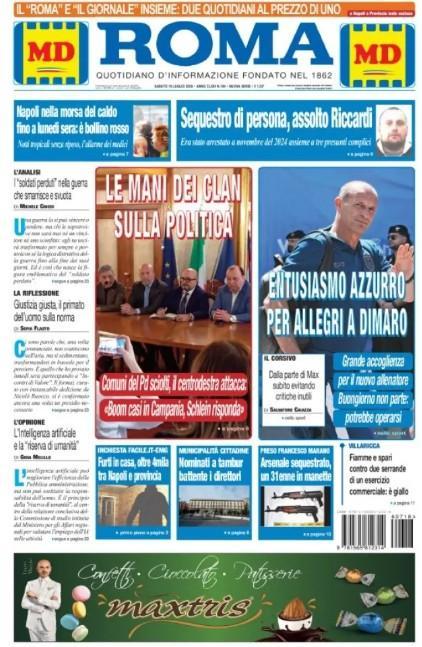 Napoli in ritiro, Il Roma titola: "Entusiasmo azzurro per Allegri a Dimaro"