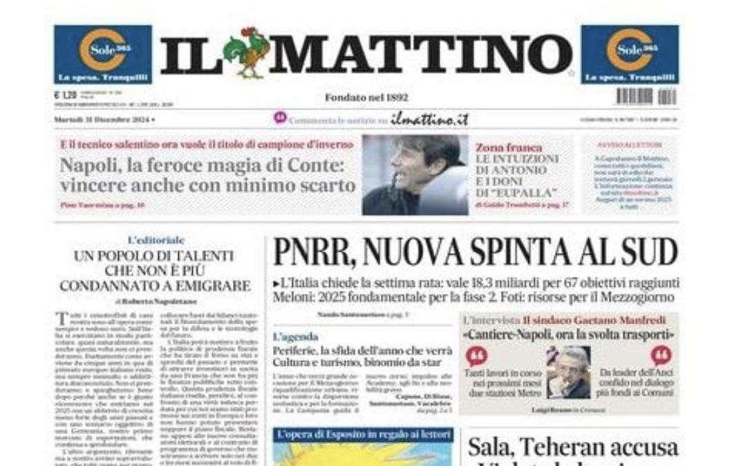 Il Mattino: "Napoli, la feroce magia di Conte: vincere anche con minimo scarto"