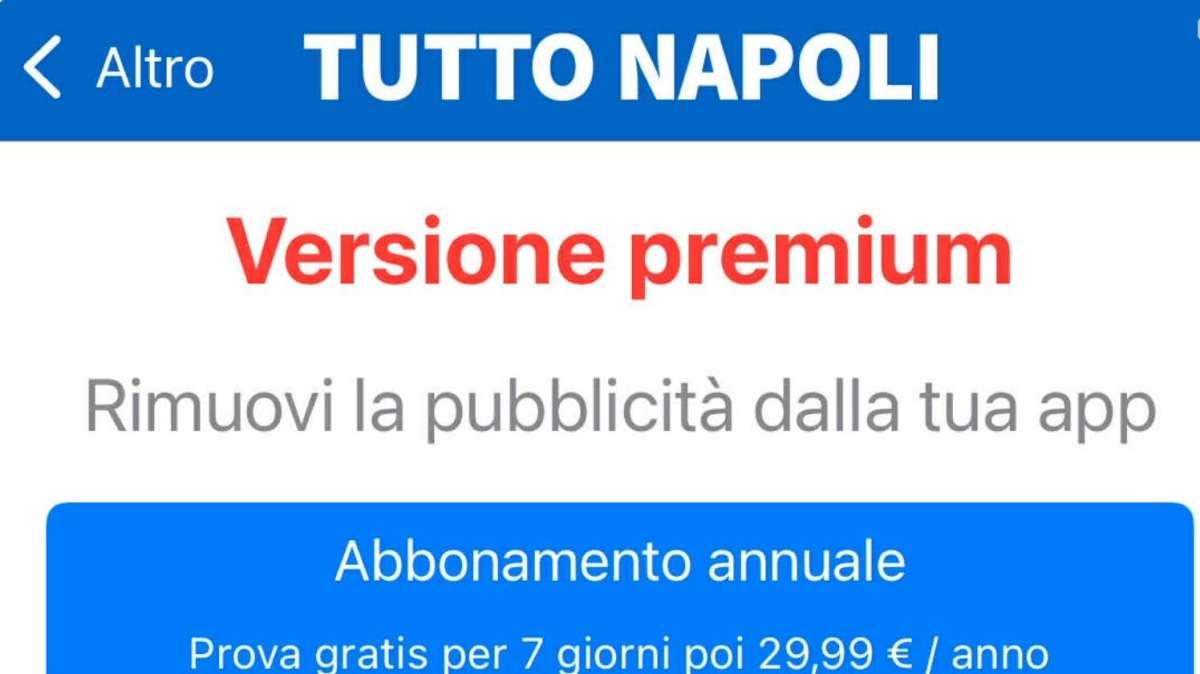 NOVITA' - Tuttonapoli, l'app n.1 anche in versione 'Premium' per eliminare le pubblicità