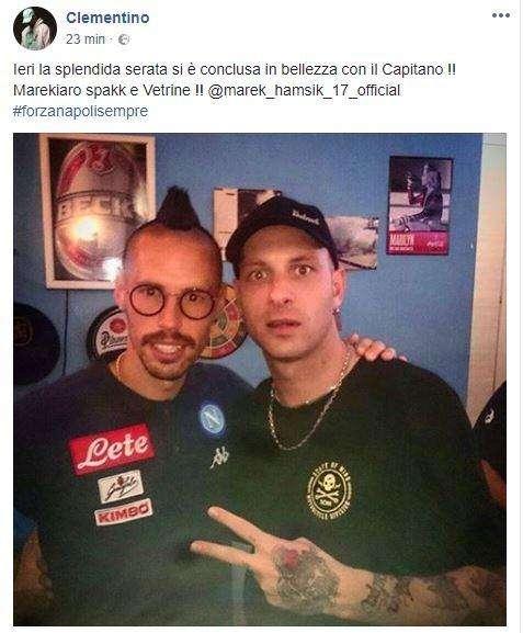 FOTO - Il rapper Clementino saluta Hamsik: "Marekiaro spakk e vetrine!"