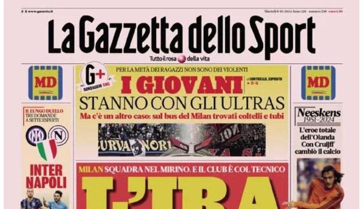 Gazzetta: "Sfida Inter-Napoli. Conte è l'anti-Inzaghi"