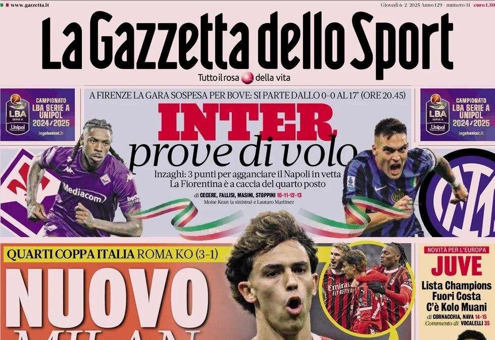 La Gazzetta dello Sport lancia l'Inter: "Prove di volo"