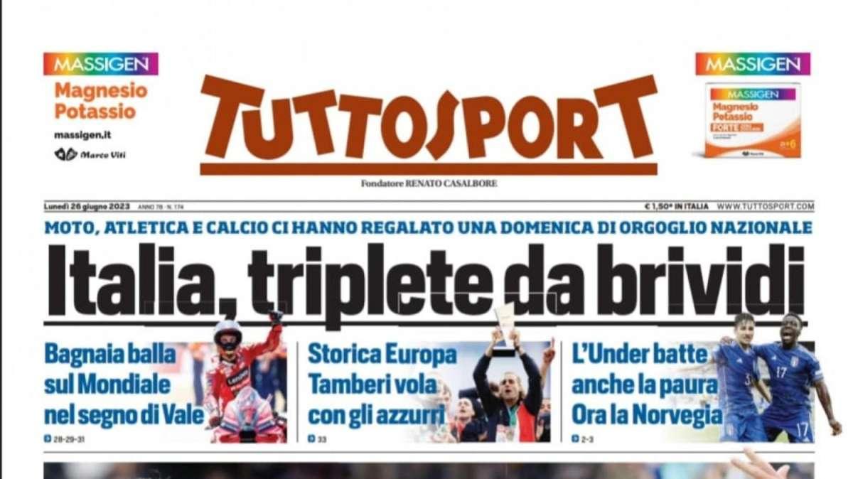 PRIMA PAGINA - Tuttosport: "Rabiot, occhio a Milinkovic!"