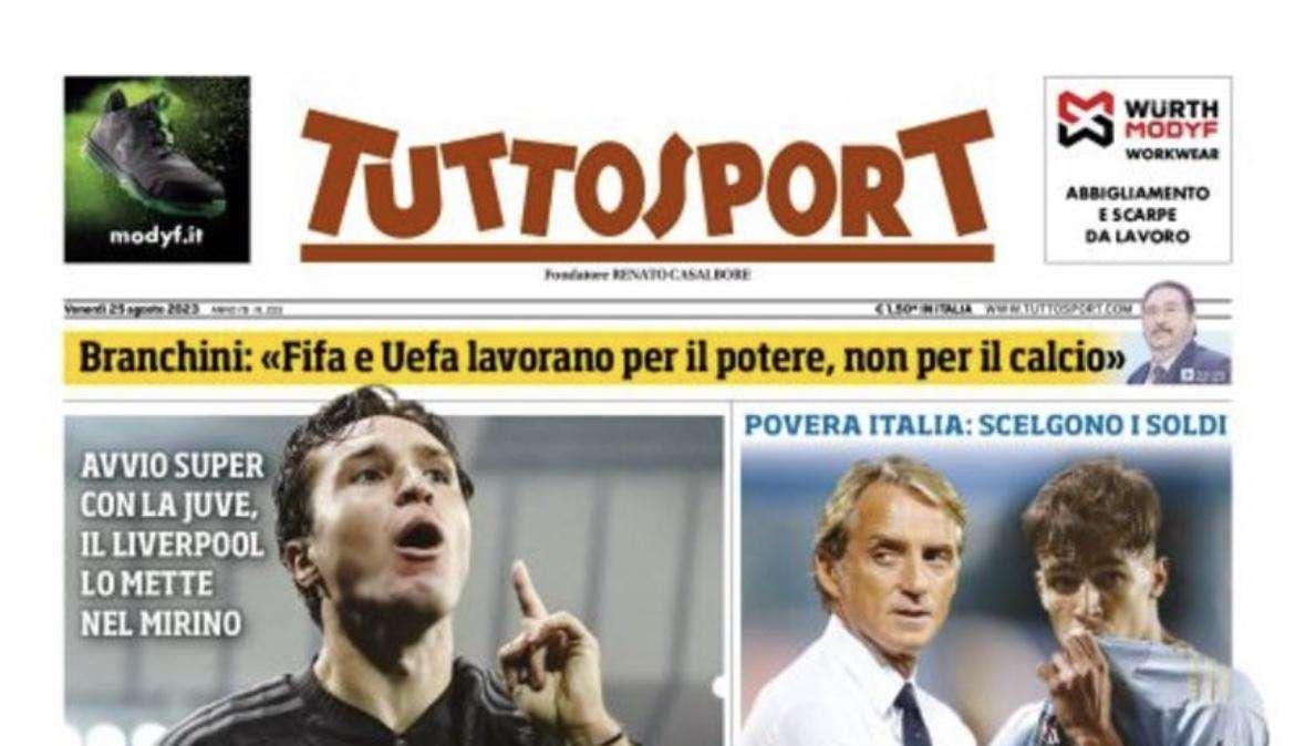 PRIMA PAGINA - Tuttosport: “Mancini-Veiga, altri schiaffi dall’Arabia”