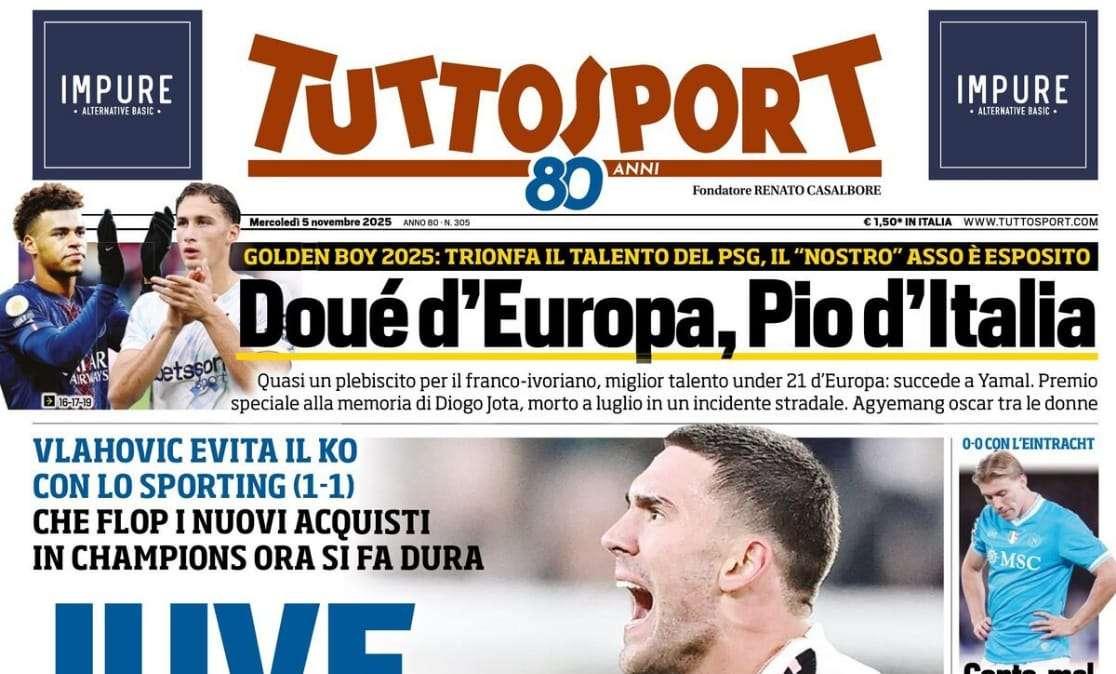Tuttosport: "Conte, mal d'Europa. Napoli, adesso sono guai"