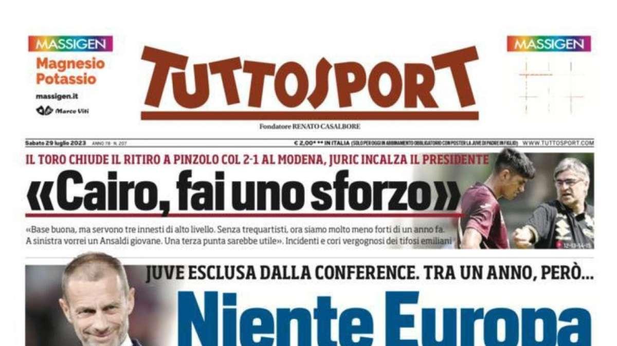 PRIMA PAGINA - Tuttosport: "Juve, niente Europa ma per riaverla"