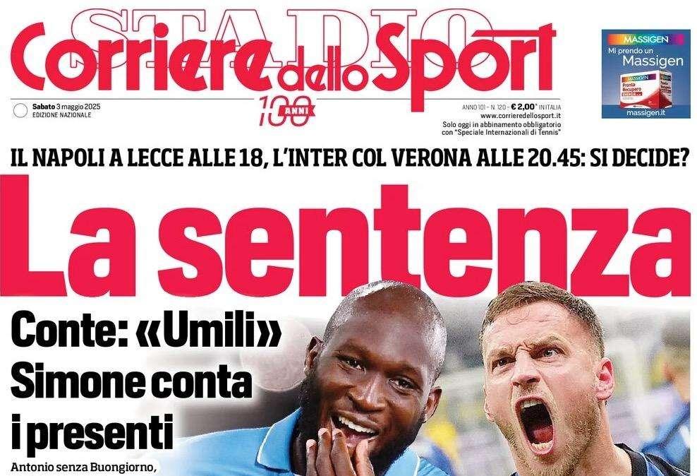 Corriere dello Sport: "La sentenza"