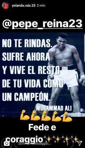 FOTO - Lady Reina carica Pepe citando Muhammad Ali: "Non ti arrendere, vivi la tua vita da campione!"