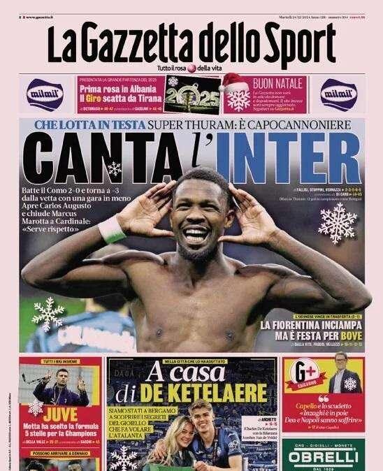 Gazzetta dello Sport: "Canta l'Inter"