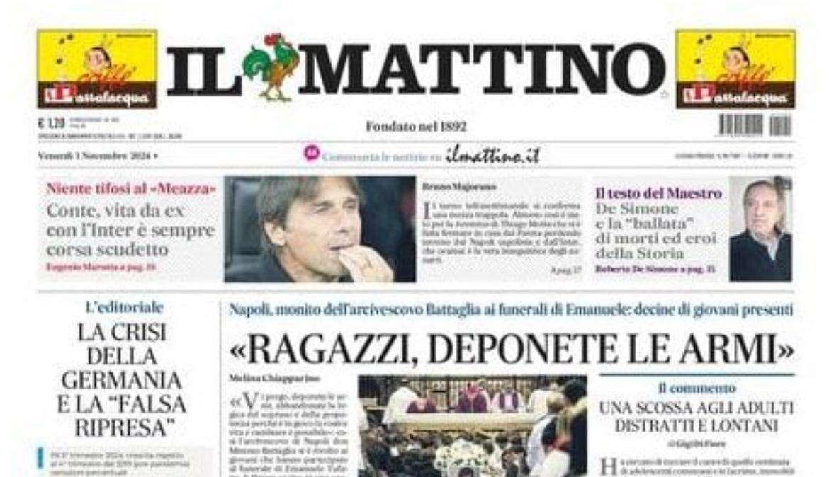 Il Mattino: “Conte, vita da ex: con l’Inter è sempre corsa scudetto”