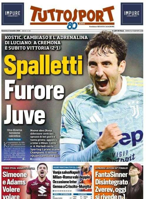 Tuttosport: "Vanja salva il Napoli. Milan-Roma vale doppio, occasione Inter"
