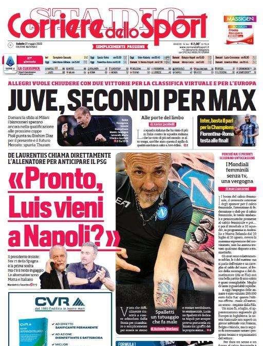 PRIMA PAGINA - Cds: "ADL telefona a Luis Enrique: 'Vieni a Napoli?'"