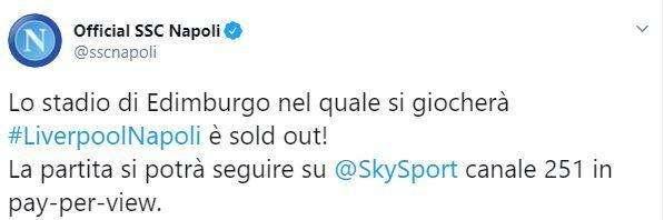 UFFICIALE - Liverpool-Napoli, il clima è già rovente: sold out ad Edimburgo!