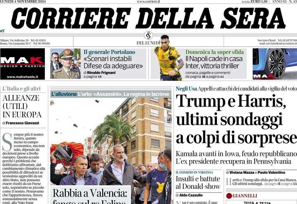 Corsera: "Il Napoli cade in casa, Inter vittoria thriller"