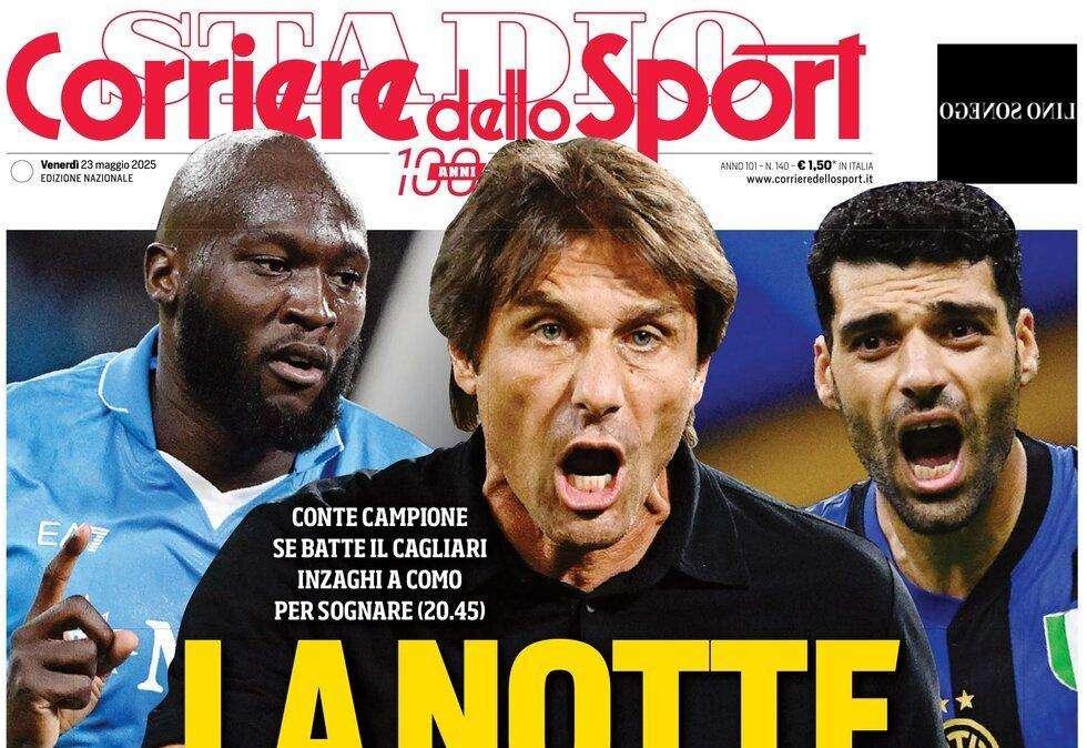 Corriere dello Sport: "La notte dell'Oscar. Napoli e Inter: è il venerdì scudetto"