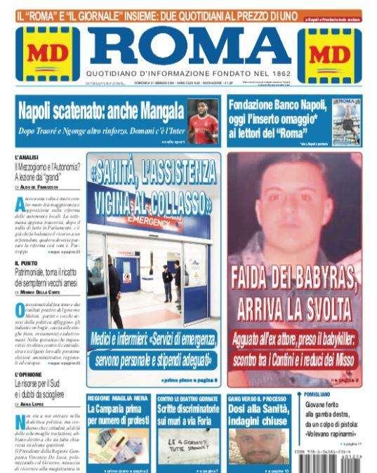 PRIMA PAGINA - Il Roma titola: "Napoli scatenato, anche Mangala"