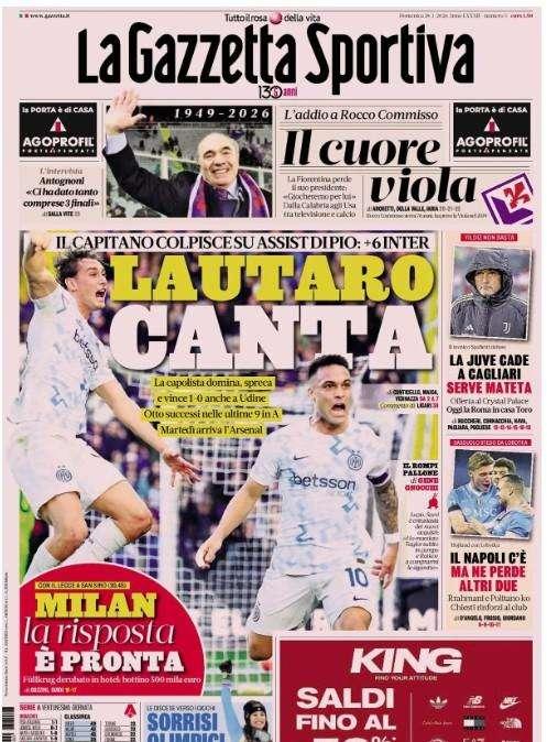 La Gazzetta dello Sport: "Il Napoli c'è, ma ne perde altri due"